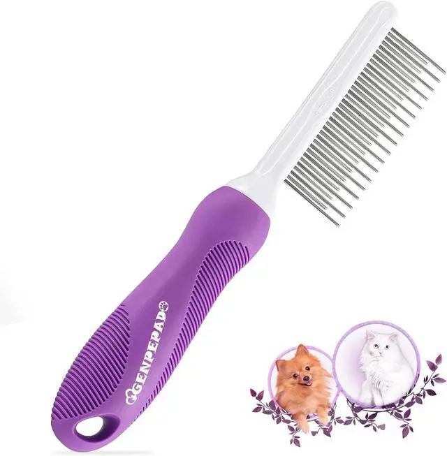 Main image of GENPEPADO Grooming Comb for Dogs and Cats with Matted Hair, Detangling Pet Comb with Long and Short Stainless Steel Metal Fine Teeth for Removing Mats, Tangles, Knots & Loose Fur from The Undercoat