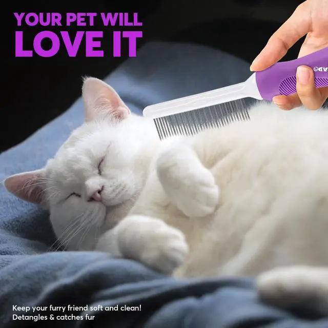 Alt view image 7 of 7 - GENPEPADO Grooming Comb for Dogs and Cats with Matted Hair, Detangling Pet Comb with Long and Short Stainless Steel Metal Fine Teeth for Removing Mats, Tangles, Knots & Loose Fur from The Undercoat