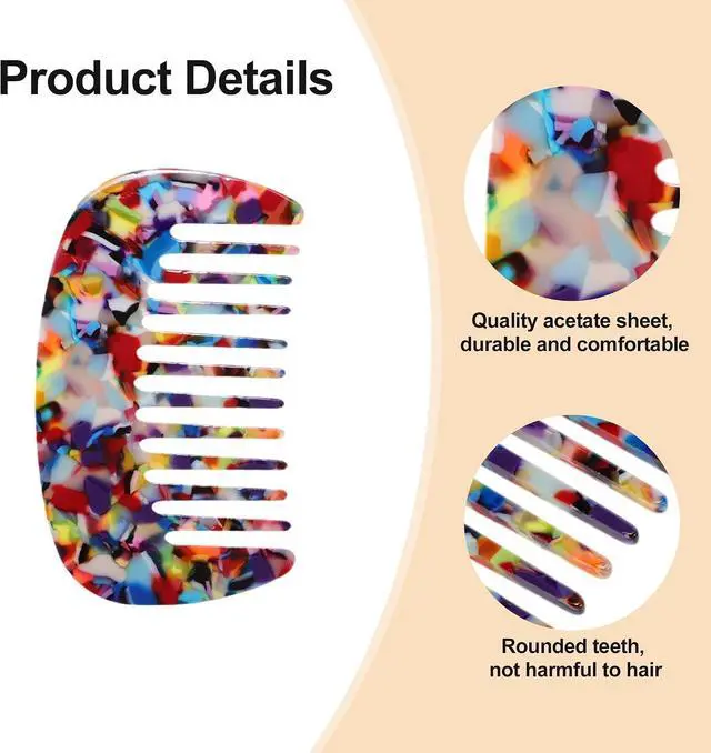Alt view image 3 of 7 - VOCOSTE Wide Tooth Comb for Women - Anti-Static Pocket Size for Curly Hair | Travel Mini Comb for Wet and Dry Hair - Assorted Colors