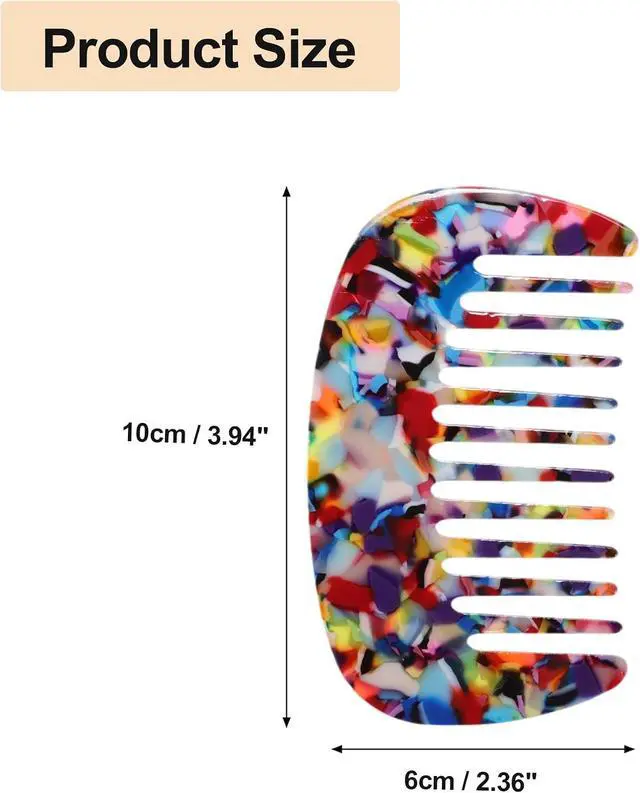 Alt view image 4 of 7 - VOCOSTE Wide Tooth Comb for Women - Anti-Static Pocket Size for Curly Hair | Travel Mini Comb for Wet and Dry Hair - Assorted Colors