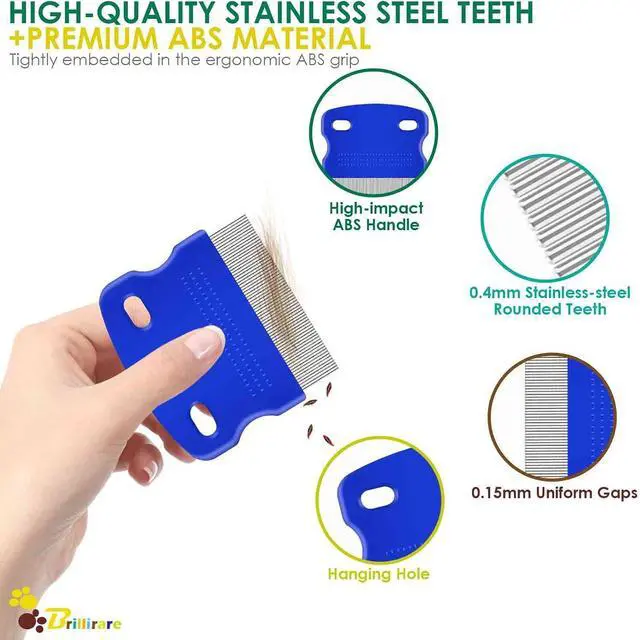 Alt view image 3 of 7 - 5 Pack Flea Lice Comb, Stainless Steel Dog Cat Grooming Combs with Rounded Teeth, Professional Pet Tear Stain Remover, Dematting Tool for Small, Medium & Large Pets