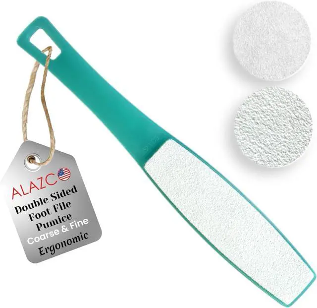 Main image of 1 ALAZCO Double Sided Foot File Pumice Ergonomic Handle Scrubber Immediate Result Smooth Feet Heel Scraper Exfoliate Buffer Dead Skin Callus Corn Emery Fine & Coarse Pedicure Tool
