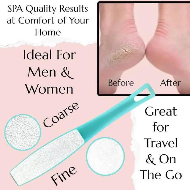 Alt view image 4 of 7 - 1 ALAZCO Double Sided Foot File Pumice Ergonomic Handle Scrubber Immediate Result Smooth Feet Heel Scraper Exfoliate Buffer Dead Skin Callus Corn Emery Fine & Coarse Pedicure Tool