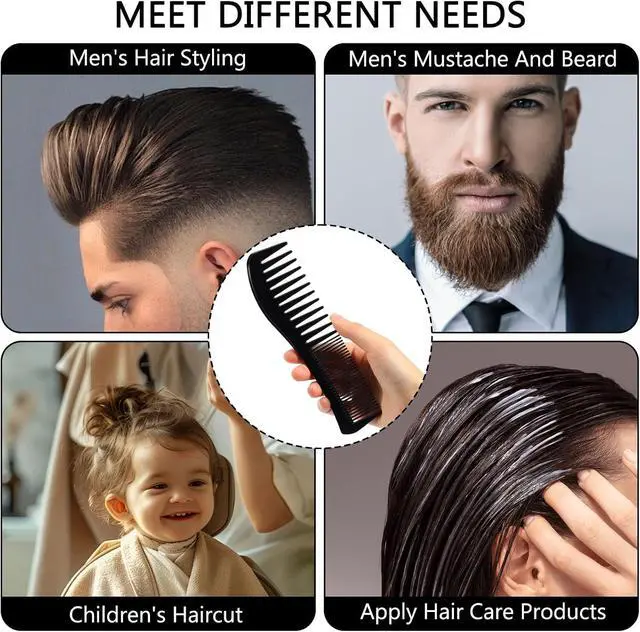 Alt view image 4 of 7 - SIMPOR Detangling Hair Comb, All-Purpose Hair Grooming Set for Wet Curly Style Barber Comb, Double Sided Wide And Fine Tooth Comb for Thin Thick Curly Straight Hair for Women Men Black