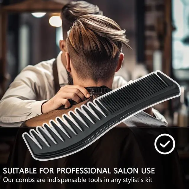 Alt view image 6 of 7 - SIMPOR Detangling Hair Comb, All-Purpose Hair Grooming Set for Wet Curly Style Barber Comb, Double Sided Wide And Fine Tooth Comb for Thin Thick Curly Straight Hair for Women Men Black