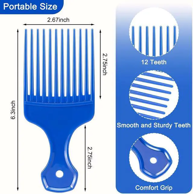 Alt view image 2 of 7 - SIMPOR 4 Pcs Hair Pick Comb Wide Tooth Lift for Hair Styling Detangling, Plastic Afro Pick for Women Men, Fist Picks for Curly and Afro Hair (Multiple colors)