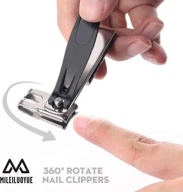 Alt view image 2 of 6 - MILEILUOYUE Nail Clippers 2PcsNail File,360°Degree Rotating Head Nail Clippers,Stainless Steel Sharp Pedicure, Swivel Head for Thick Nails,Metal Tin Box for Suitable for Gifts