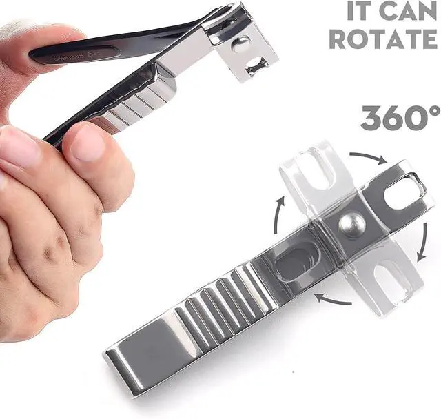 Alt view image 3 of 6 - MILEILUOYUE Nail Clippers 2PcsNail File,360°Degree Rotating Head Nail Clippers,Stainless Steel Sharp Pedicure, Swivel Head for Thick Nails,Metal Tin Box for Suitable for Gifts