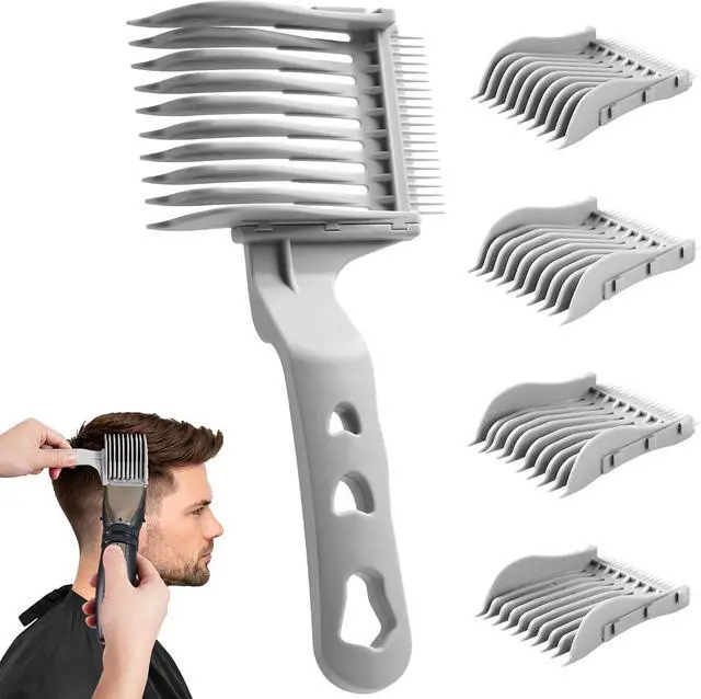 Main image of 4-in-1 Detachable Fade Comb Set | Easy Clip-on Barber Comb for Mens Fade, Fade Comb, for Home & Salon Use, Fits All Shears & Styling Tools, Grey