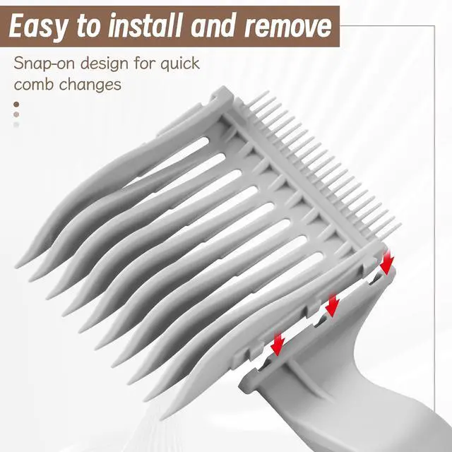 Alt view image 4 of 7 - 4-in-1 Detachable Fade Comb Set | Easy Clip-on Barber Comb for Mens Fade, Fade Comb, for Home & Salon Use, Fits All Shears & Styling Tools, Grey