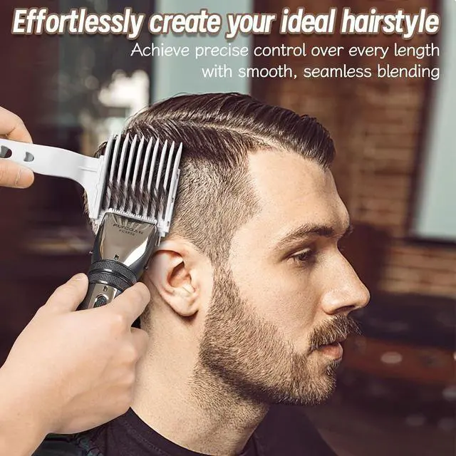 Alt view image 5 of 7 - 4-in-1 Detachable Fade Comb Set | Easy Clip-on Barber Comb for Mens Fade, Fade Comb, for Home & Salon Use, Fits All Shears & Styling Tools, Grey
