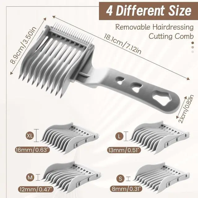 Alt view image 2 of 7 - 4-in-1 Detachable Fade Comb Set | Easy Clip-on Barber Comb for Mens Fade, Fade Comb, for Home & Salon Use, Fits All Shears & Styling Tools, Grey