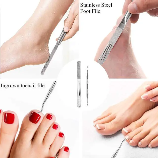 Alt view image 4 of 7 - 15 Pcs Callus Shaver, Foot Shaver Callus Remover for Feet Hand Care | Stainless Steel Shaver and Wooden Handle, With Foot File, 10 Pcs Blades, Foot File Head and Dead Skin Storage Cover