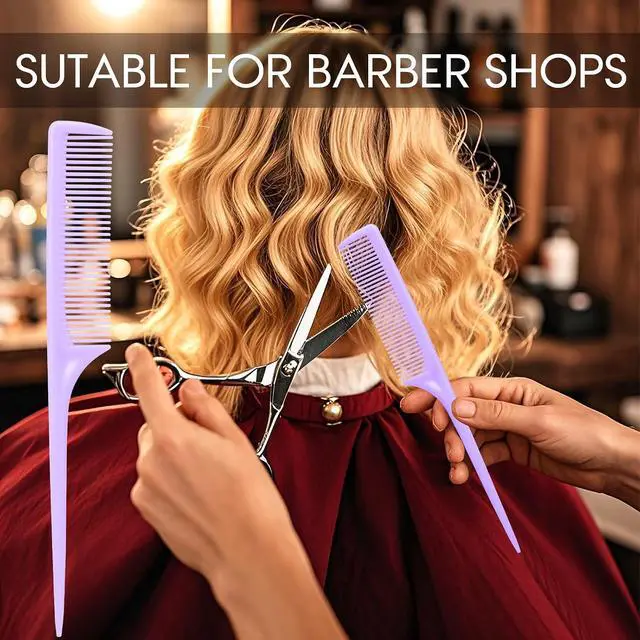 Alt view image 2 of 7 - Rat Tail Comb Set-3Pcs Rat Tail Hair Teasing Fine Tooth Combs for Women Girls, Parting &Hair Styling Tools(Black Pink Purple)