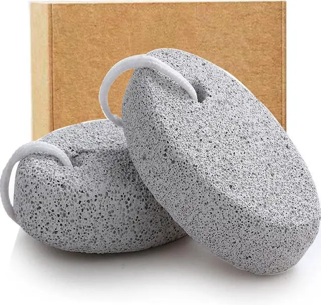 Main image of Natural Foot Pumice Stone for Feet, Borogo 2-Pack Lava Pedicure Tools Hard Skin Callus Remover for Feet and Hands - White