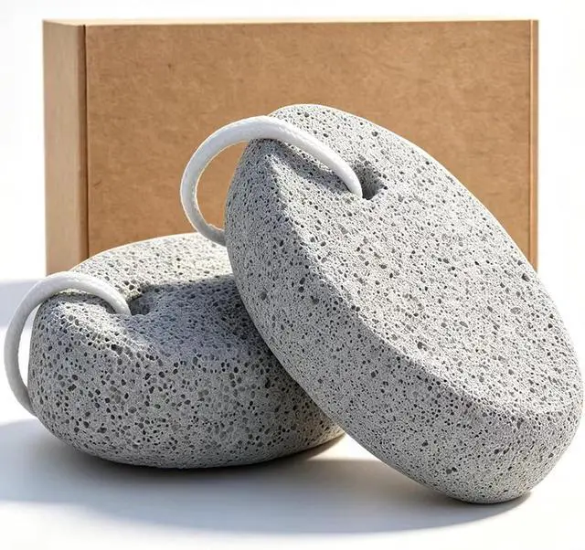 Alt view image 2 of 7 - Natural Foot Pumice Stone for Feet, Borogo 2-Pack Lava Pedicure Tools Hard Skin Callus Remover for Feet and Hands - White