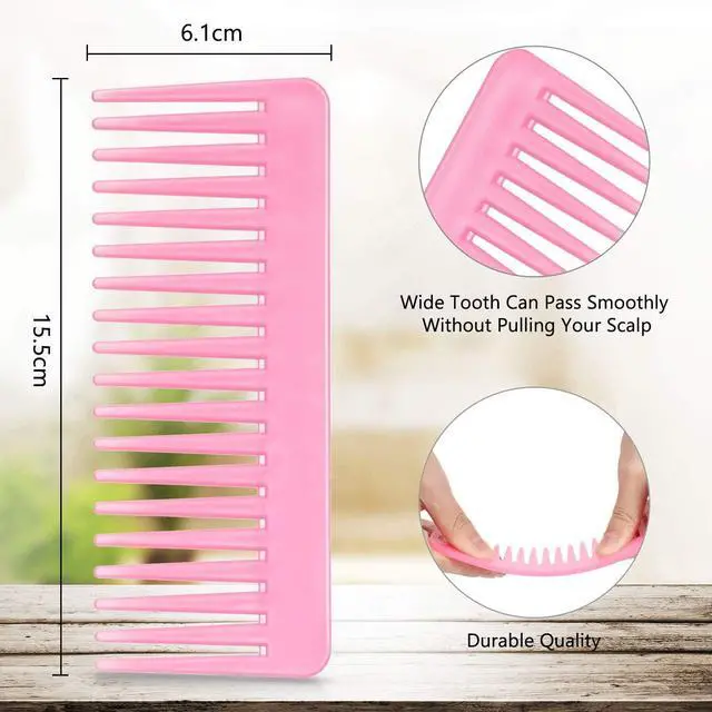 Alt view image 2 of 7 - Patelai Wide Tooth Comb for Curly Hair Wet Dry No Handle,Cyan, Pink | Large Tooth Detangler, Wet Shower Use, No Handle Design, Shampoo Comb Styling, Thick Wavy Coily Curly Hair Textures