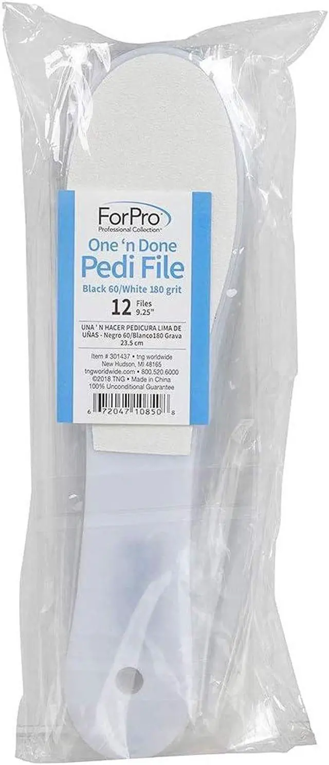 Alt view image 3 of 3 - ForPro Professional Collection One N Done Pedi File, Disposable Pedicure File for Feet & Heels, Double-Sided, Black 60/White 180 Grit, 9.5 L, 12-Count
