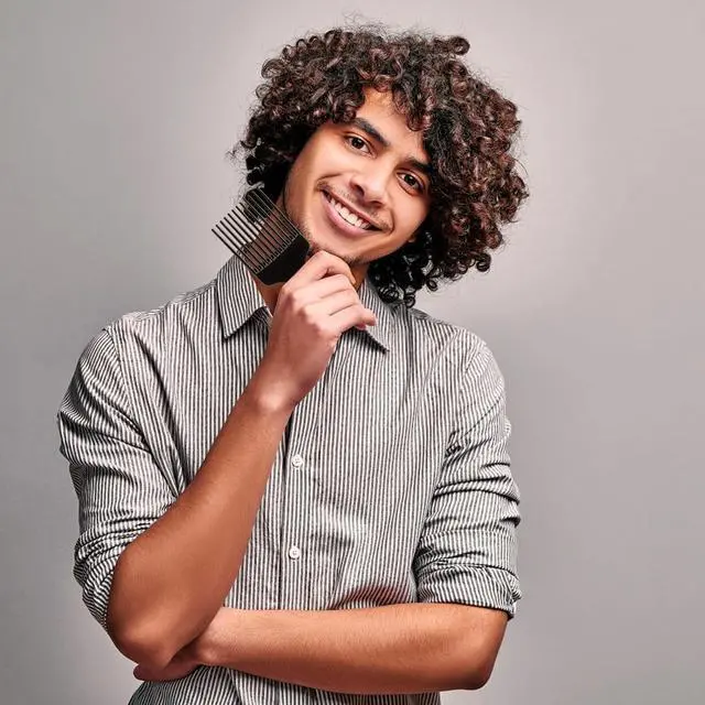 Alt view image 5 of 7 - SIMPOR 2 Pcs Hair Pick Comb Wide Tooth Lift for Hair Styling Detangling, Plastic Afro Pick for Women Men, Fist Picks for Curly and Afro Hair (Purple, Black)