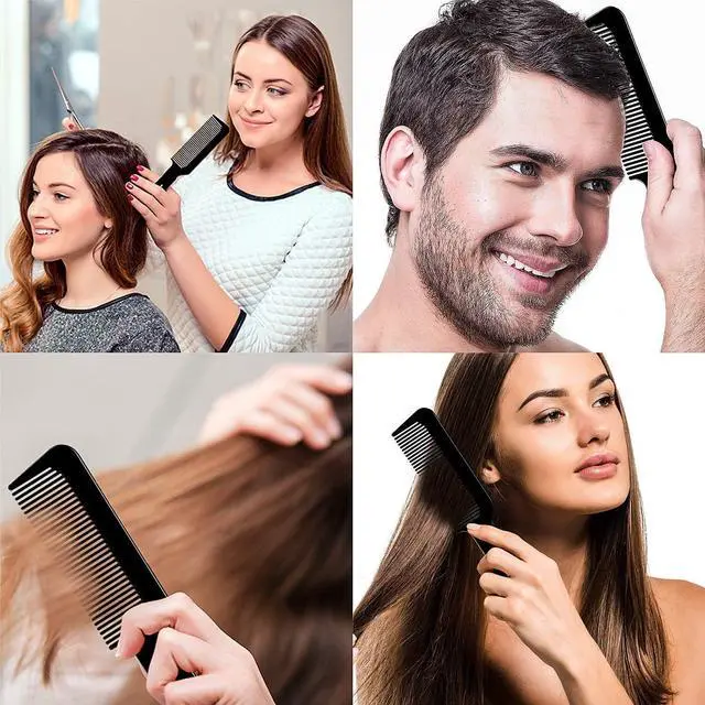 Alt view image 3 of 7 - Boao 3 Pack Barber Flat Top Clipper Combs for Haircut,Black | Styling Tool for Fading Cuts, Fine Teeth for Clipper Control, Plastic with Handle Loop, For Salon and Home Haircuts