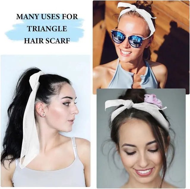 Alt view image 4 of 7 - Ymapinc White Headscarf for Women's Hair, Bandana Headband Scarf for Women Hair Accessories(White 90% Cotton + 10% Polyester)
