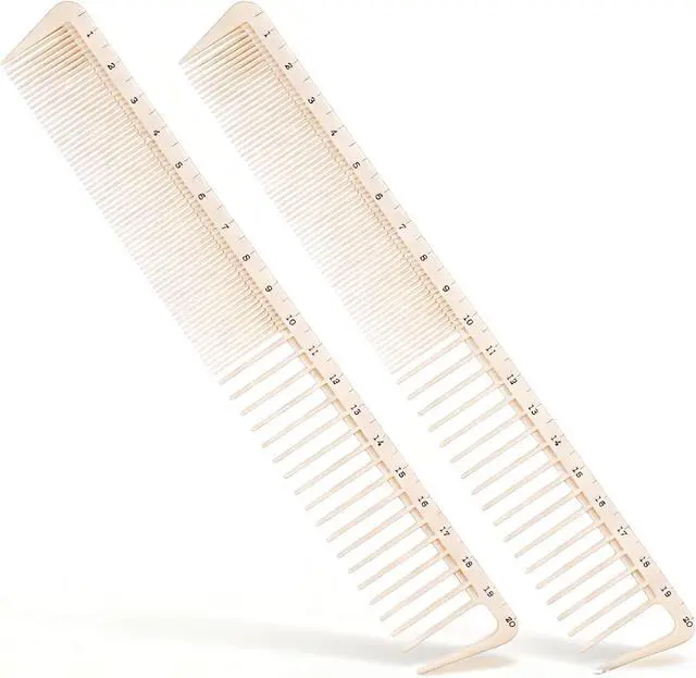 Main image of 2PCS Hair Cutting Combs with Ruler Measurements, Anti-Static Professional Barber Comb for Salon, Hair Stylists and Barbers, Fine Cutting Combs