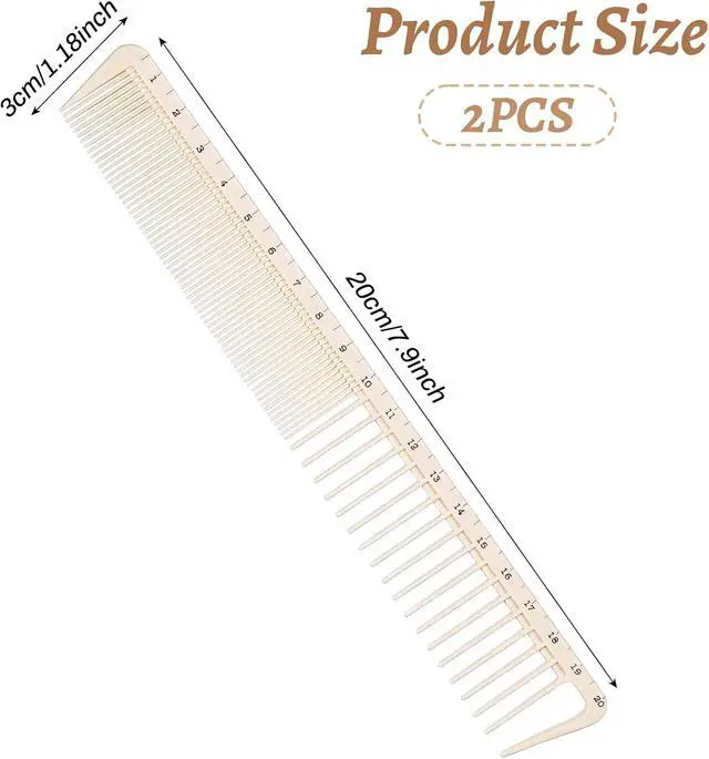 Alt view image 2 of 7 - 2PCS Hair Cutting Combs with Ruler Measurements, Anti-Static Professional Barber Comb for Salon, Hair Stylists and Barbers, Fine Cutting Combs