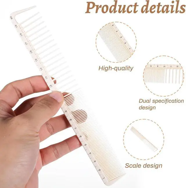 Alt view image 3 of 7 - 2PCS Hair Cutting Combs with Ruler Measurements, Anti-Static Professional Barber Comb for Salon, Hair Stylists and Barbers, Fine Cutting Combs