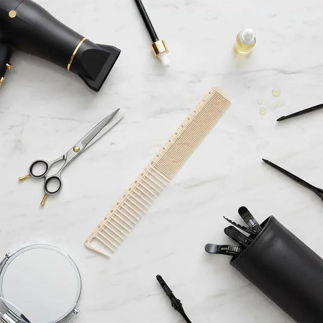 Alt view image 4 of 7 - 2PCS Hair Cutting Combs with Ruler Measurements, Anti-Static Professional Barber Comb for Salon, Hair Stylists and Barbers, Fine Cutting Combs