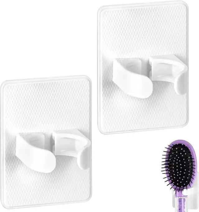 Main image of Hairbrush Holder, Hanging Comb Organizer, Self-Adhesive Comb Holder Suitable for Most Combs, for Home Or Salon (2Pcs White)