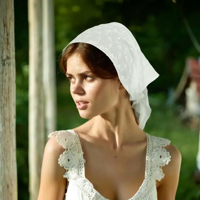 Alt view image 5 of 7 - Ymapinc White Headscarf for Women's Hair, Bandana Headband Scarf for Women Hair Accessories(White 90% Cotton + 10% Polyester)