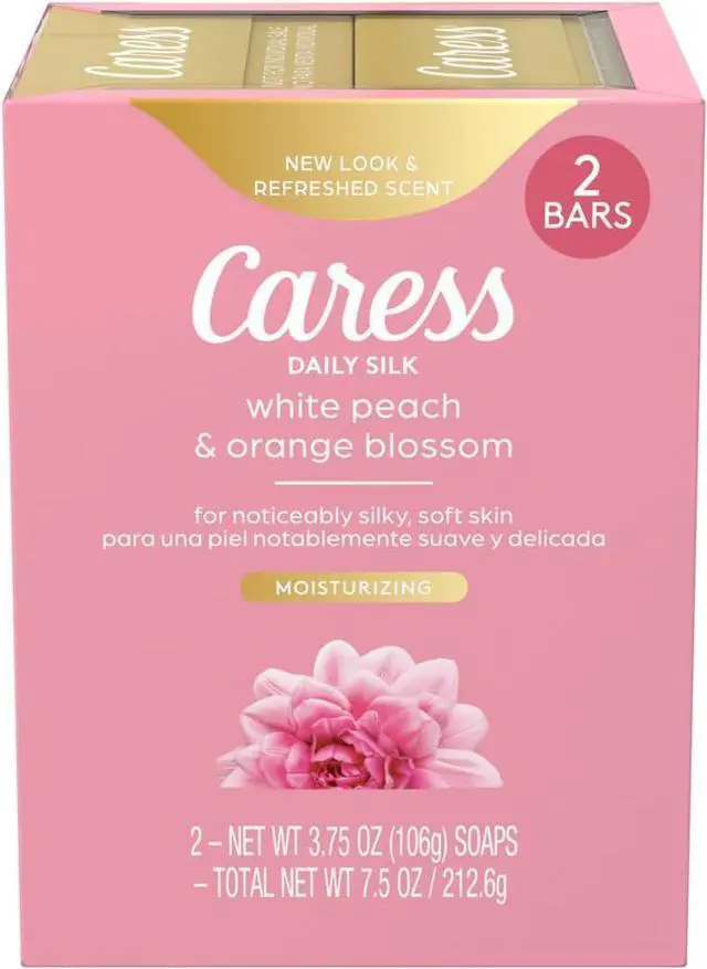 Main image of Caress Beauty Bar Soap For Women, Daily Silk With Silk Extract and Floral Oil Essence Moisturizing Body Soap for Silky, Soft Skin, 3.75 oz, 2 Bath Bars