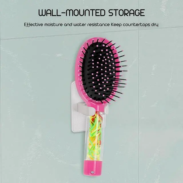 Alt view image 4 of 6 - Hairbrush Holder, Hanging Comb Organizer, Self-Adhesive Comb Holder Suitable for Most Combs, for Home Or Salon (2Pcs White)