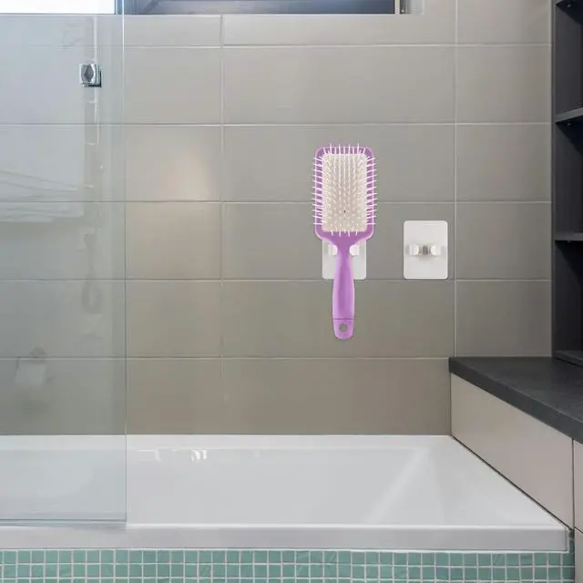 Alt view image 6 of 6 - Hairbrush Holder, Hanging Comb Organizer, Self-Adhesive Comb Holder Suitable for Most Combs, for Home Or Salon (2Pcs White)