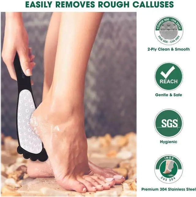 Alt view image 4 of 7 - 2 Sided Foot File Callus Remover Stainless Steel for Wet & Dry Skin | Professional Cheese Grater for Feet & Foot Rasp for Smooth Feet, Pedicure Tools for Feet, Gentle Foot Care at Home