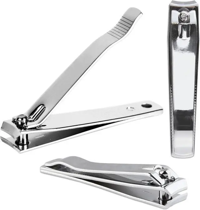 Main image of 3pcs Large Beauticom Stainless Steel Curved Nail Clipper - Professional Ultra Sharp Sturdy Silver Finger Nail and Toe Nail Cutters for Acrylic Nails Grooming Manicure