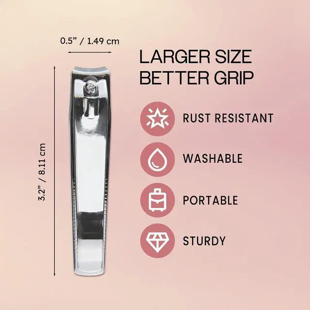 Alt view image 3 of 6 - 3pcs Large Beauticom Stainless Steel Curved Nail Clipper - Professional Ultra Sharp Sturdy Silver Finger Nail and Toe Nail Cutters for Acrylic Nails Grooming Manicure