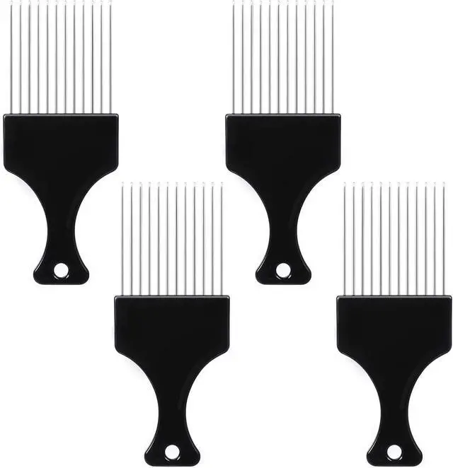 Main image of 4 PCS Metal Hair Pick, Afro Picks for Men, Metal Afro Pick Combs for Women, Afro Comb Metal Pick, Hair Pick Metal Beard Pick, Metal Picks for Hair Curly Hair Detangling Styling and Lifting Tool