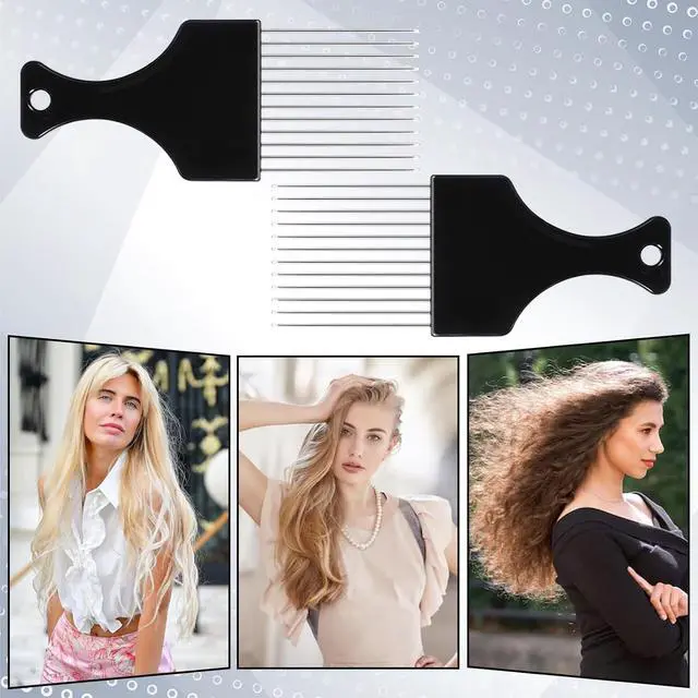 Alt view image 7 of 7 - 4 PCS Metal Hair Pick, Afro Picks for Men, Metal Afro Pick Combs for Women, Afro Comb Metal Pick, Hair Pick Metal Beard Pick, Metal Picks for Hair Curly Hair Detangling Styling and Lifting Tool