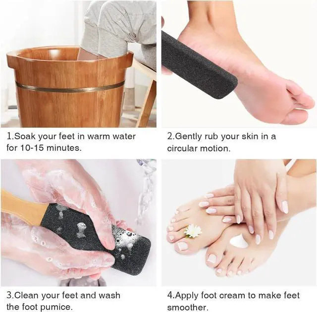 Alt view image 7 of 7 - Pumice Stone Foot File, Wooden Handle Foot Scrubber & Callus Remover | for women and men with dry rough cracked heels, home pedicure, shower spa routine, corns and hard skin care use(2-Pack)
