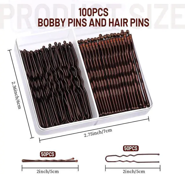 Alt view image 5 of 7 - Teenitor 100Pcs Bobby Pins Brown Bobby Pins for Women, Hair Pins, Hair Pins for Women 2inch