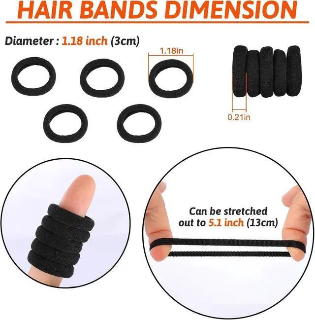 Alt view image 2 of 5 - Baby Hair Ties, Elastic Hair Bands for Girls Kids, Toddler Ponytail Holders | QRTVI 120PCS Black Soft Small Seamless Cotton Hair Tie, No Damage Hair Accessories for Girls. (Black)