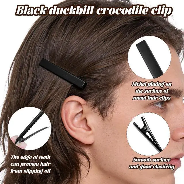 Alt view image 3 of 6 - Hair Clips for Men Men's Hair Clip 10pk Black Non Slip Hold Gym Workout Clips