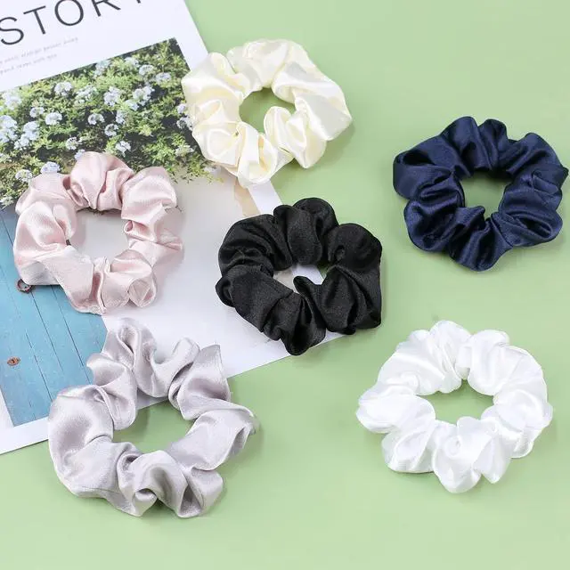 Alt view image 3 of 7 - IVARYSS Satin Scrunchies for Women, Soft Than Silk for Hair, Fashion Ties and Bands for Thin | Thick Hair Styling, 16 Pack (Neutral Color)
