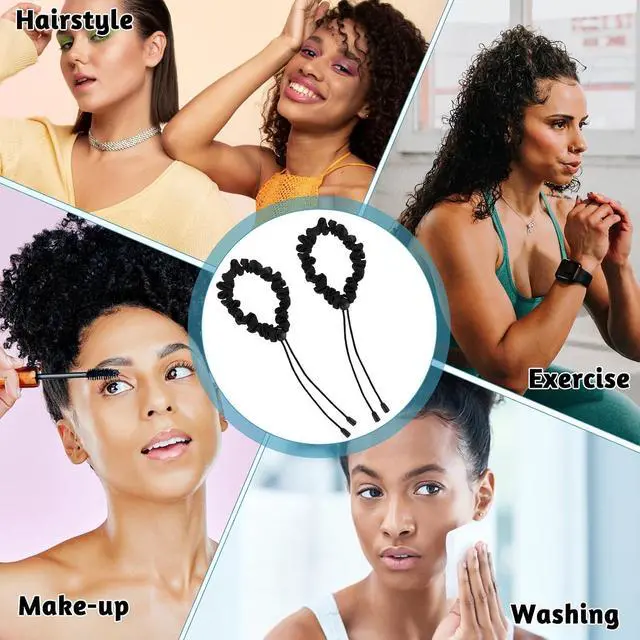 Alt view image 6 of 7 - 2Pcs Adjustable Hair Ties, Hair Ties for Thick, Length and Lock Hair Stretcher, Thick Ties for Buns, Soft Locs, Dreads, Curly Hair&Afro Puffs