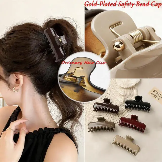 Alt view image 3 of 6 - 3.7 Inch Large Hair Claw Clips Nonslip Acrylic Shark Hair Clips Upgraded Springs Strong Hold Cute Hair Accessories for Women Korean Version Hair Clip for Women (Chocolate)