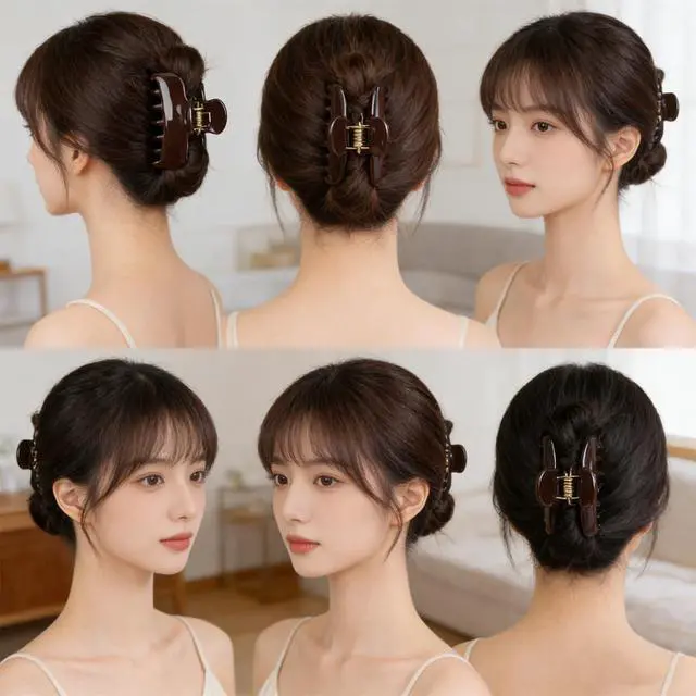 Alt view image 4 of 6 - 3.7 Inch Large Hair Claw Clips Nonslip Acrylic Shark Hair Clips Upgraded Springs Strong Hold Cute Hair Accessories for Women Korean Version Hair Clip for Women (Chocolate)