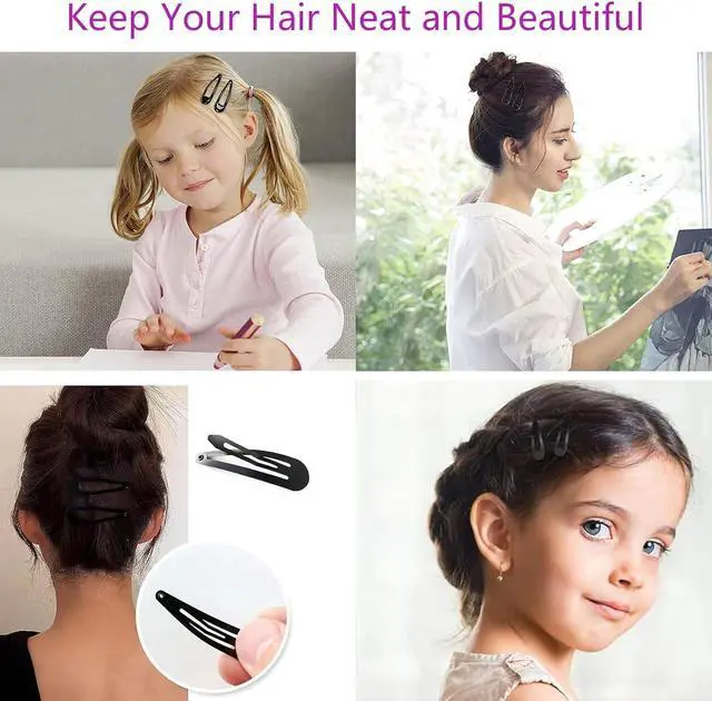 Alt view image 3 of 7 - 70 Pack 2 Inch Barrettes Women Metal Snap Hair Clips Accessories, Tuefuzy Black Hair Barrettes, Non Slip Hair Clips