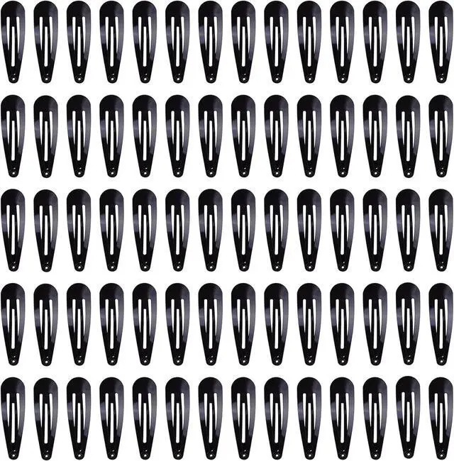 Main image of 70 Pack 2 Inch Barrettes Women Metal Snap Hair Clips Accessories, Tuefuzy Black Hair Barrettes, Non Slip Hair Clips