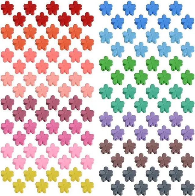 Main image of Mini Flower Hair Clip Flower Clips,Colorful Mini Hair Claw,for Women, Girls,Baby, Toddler Bangs Strong Grip Small Tiny Rainbow Hair Clips (50, Matte Colors)